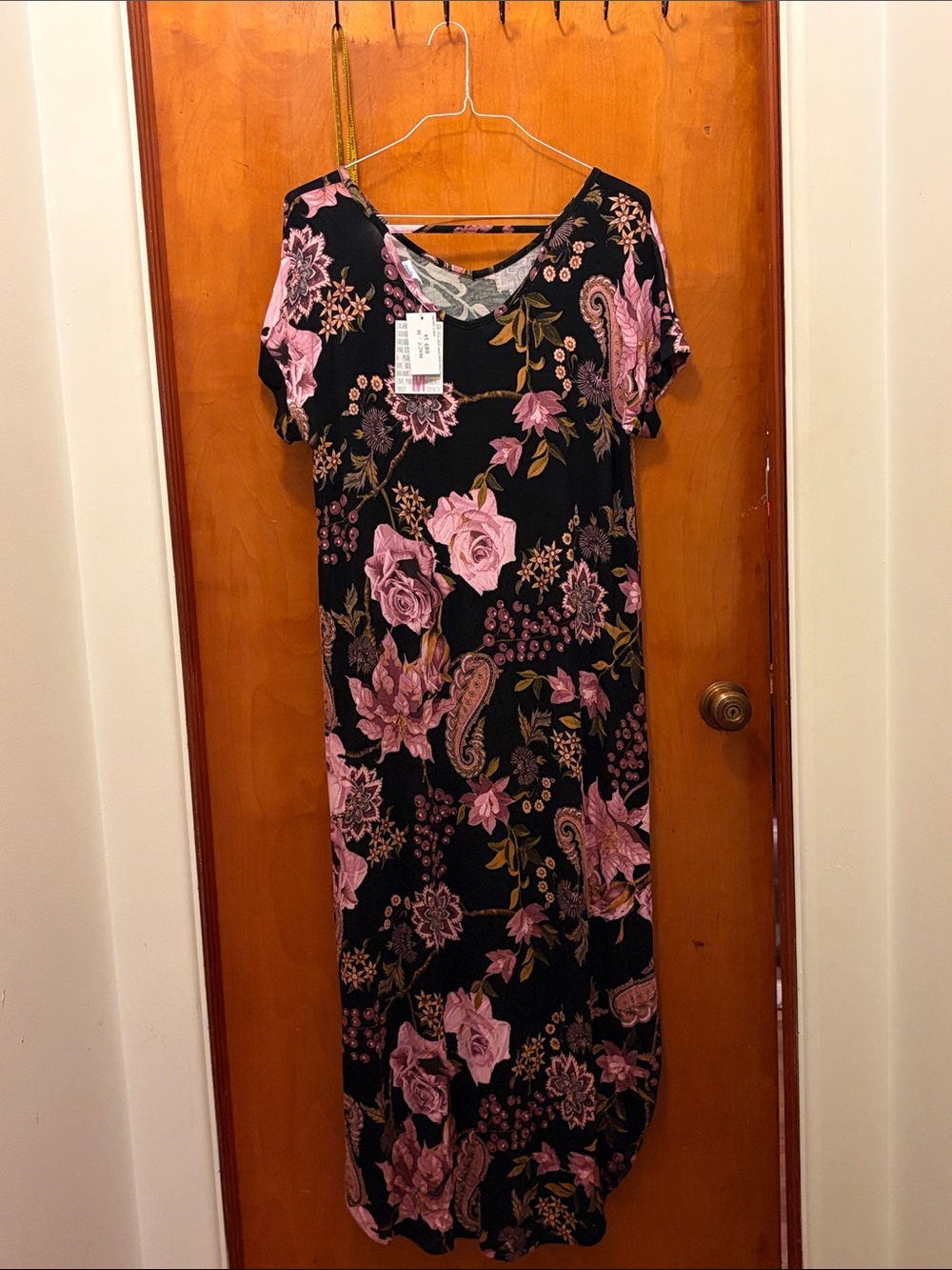 Macy's Black Maxi Dress with Pink Floral Print
